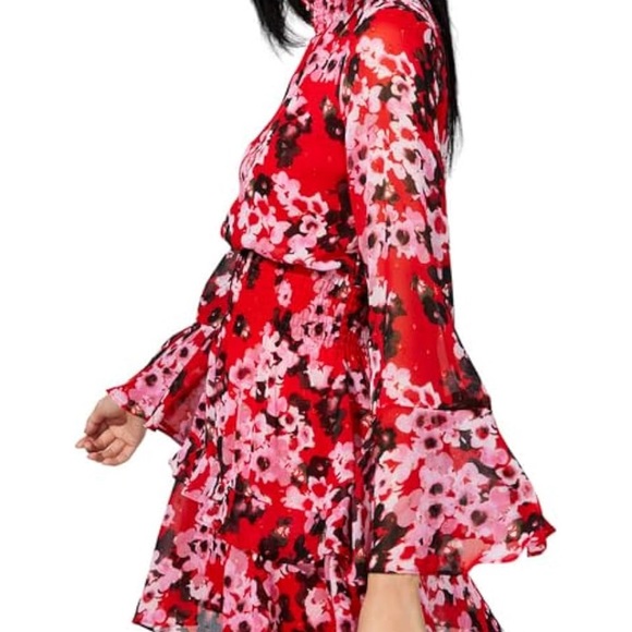 NWT - Taylor Women's Floral-Print Bell-Sleeve Tiered A-Line Dress - Picture 3 of 5